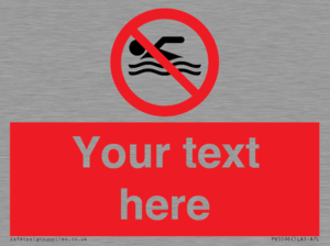 Custom No swimming prohibition Sign